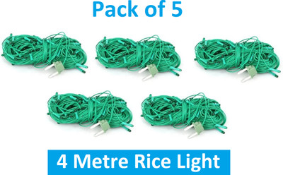 Sauran 15 LEDs 4 m Green Steady String Rice Lights(Pack of 5)