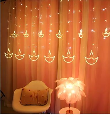 Kingdom 120 LEDs 4 m Yellow, White Flickering Diya Rice Lights(Pack of 1)