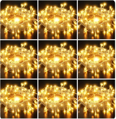 Local Charm 252 LEDs 12.5 m Yellow Steady String Rice Lights(Pack of 9)