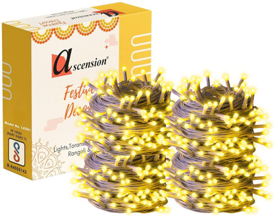 Ascension 40 LEDs 10.9 m Yellow Steady Bulb Rice Lights(Pack of 4)