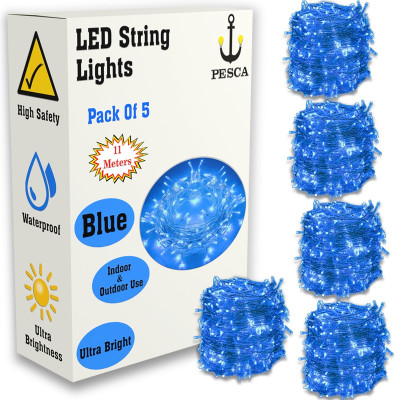 PESCA 40 LEDs 11 m Blue Steady String Rice Lights(Pack of 5)
