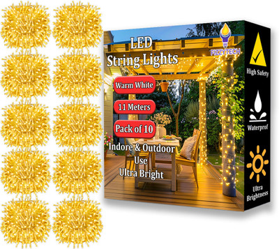FIZZYTECH 40 LEDs 11 m Yellow Color Changing String Rice Lights(Pack of 10)