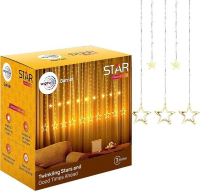 Wipro Garnet 108 LEDs 3 m Yellow Flickering, Steady Star Rice Lights(Pack of 1)