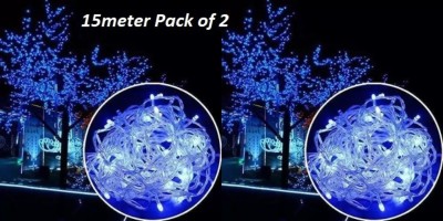 REIRSON 50 LEDs 10 m Blue Steady String Rice Lights(Pack of 2)