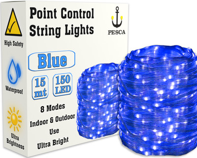 PESCA 150 LEDs 15 m Blue Steady String Rice Lights(Pack of 1)