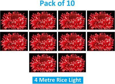 Sauran 15 LEDs 4 m Red Steady String Rice Lights(Pack of 10)