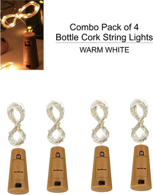 Urvi 20 LEDs 77 m Yellow Steady String Rice Lights(Pack of 4)