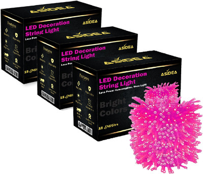 ASIDEA 36 LEDs 15 m Pink Steady Bulb Rice Lights(Pack of 3)