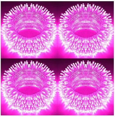 MPROW 40 LEDs 11 m Pink Steady Bulb Rice Lights(Pack of 4)