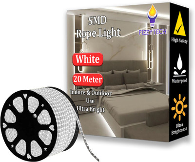 FIZZYTECH 1600 LEDs 20 m White Steady String Rice Lights(Pack of 1)