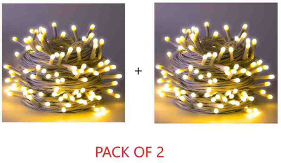 PriPra 40 LEDs 15 m Gold Steady Ball Rice Lights(Pack of 2)