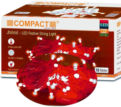 COMPACT 46 LEDs 10 m Red Steady String Rice Lights(Pack of 10)