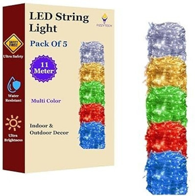 FIZZYTECH 40 LEDs 10 m Multicolor Color Changing String Rice Lights(Pack of 5)