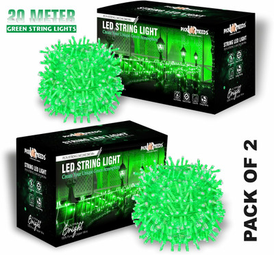 Make Ur Wish 60 LEDs 20 m Green Steady String Rice Lights(Pack of 2)