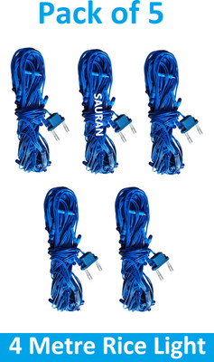 Sauran 15 LEDs 4 m Blue Steady String Rice Lights(Pack of 5)