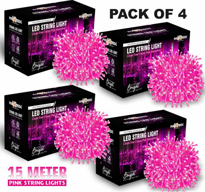 Pick Ur Needs 40 LEDs 15 m Pink Steady String Rice Lights(Pack of 4)
