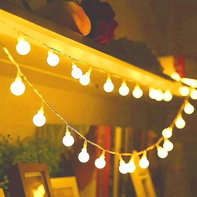 glowserie 14 LEDs 3 m Yellow Steady Ball Rice Lights(Pack of 1)