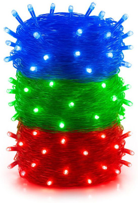 PRIMERISE 40 LEDs 11 m Green, Red, Blue Steady String Rice Lights(Pack of 3)