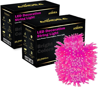 ASIDEA 58 LEDs 20 m Pink Steady Bulb Rice Lights(Pack of 2)