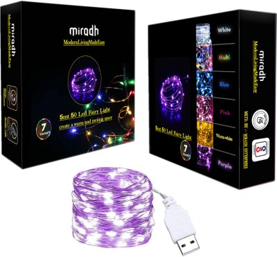 MIRADH 50 LEDs 5 m Purple Steady String Rice Lights(Pack of 1)