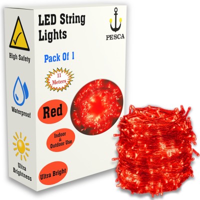 PESCA 40 LEDs 11 m Red Steady String Rice Lights(Pack of 1)