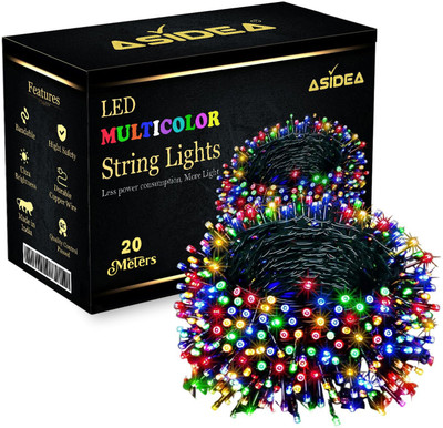 ASIDEA 58 LEDs 20 m Multicolor Flickering, Color Changing, Steady Bulb Rice Lights(Pack of 1)