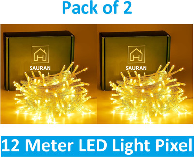 Sauran 38 LEDs 12 m Yellow Steady String Rice Lights(Pack of 2)