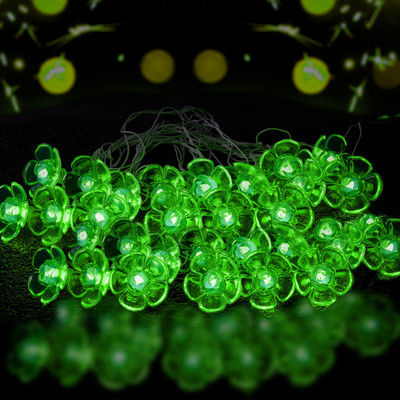 KUBER INDUSTRIES 14 LEDs 10 m Green Steady Flower Rice Lights(Pack of 1)