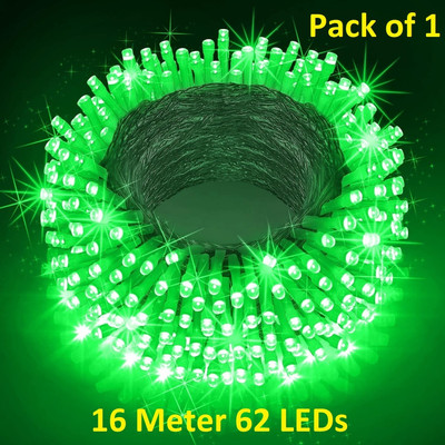 Trendx 62 LEDs 16 m Green Steady String Rice Lights(Pack of 1)
