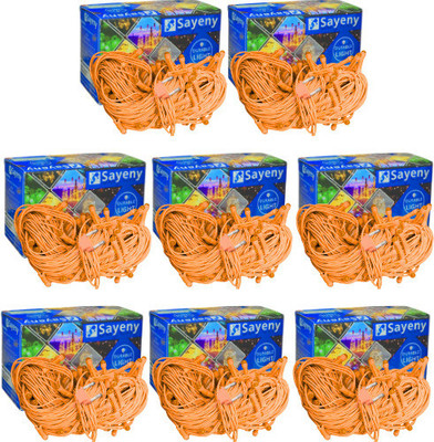 SAYENY 40 LEDs 15 m Orange Steady String Rice Lights(Pack of 8)