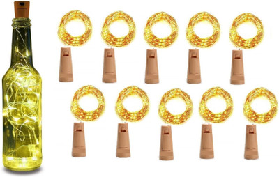 ASTRELLA 30 LEDs 3.05 m Gold Steady String Rice Lights(Pack of 10)