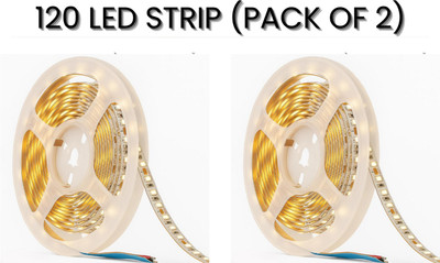 spark world 120 LEDs 5 m Yellow Steady Strip Rice Lights(Pack of 2)