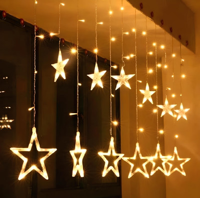 Lakshya 138 LEDs 3.5 m Gold Steady, Flickering Star Rice Lights(Pack of 1)