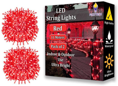FIZZYTECH 40 LEDs 11 m Red Color Changing String Rice Lights(Pack of 2)