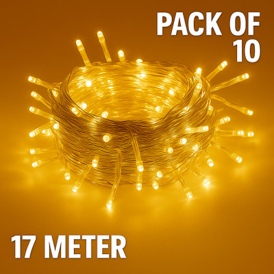 zyvolta 60 LEDs 17 m Yellow Steady String Rice Lights(Pack of 10)