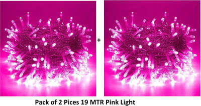 Junjadiya 60 LEDs 19 m Pink Steady Ball Rice Lights(Pack of 2)