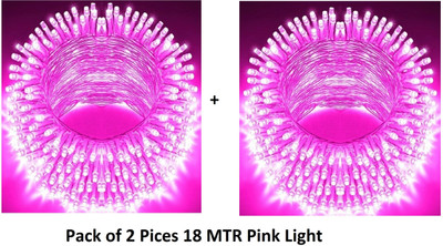 Junjadiya 58 LEDs 18 m Pink Steady Ball Rice Lights(Pack of 2)