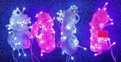 Pixofeet 24 LEDs 11 m Pink, White Steady Bulb Rice Lights(Pack of 4)