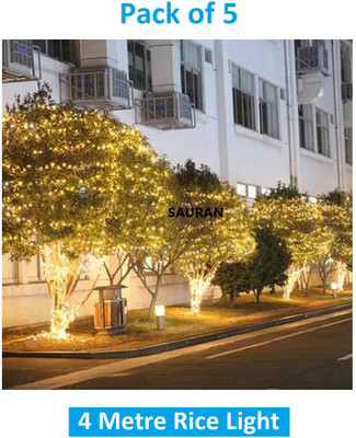 Sauran 15 LEDs 4 m Yellow Steady String Rice Lights(Pack of 5)