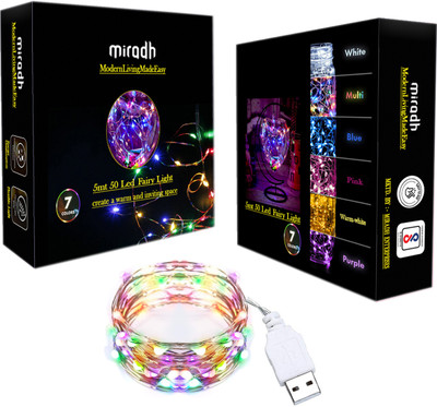 MIRADH 50 LEDs 5 m Multicolor Steady String Rice Lights(Pack of 1)