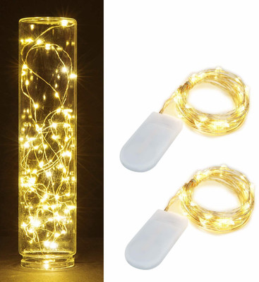 XERGY 20 LEDs 2 m Yellow Steady Water Drop Rice Lights(Pack of 2)