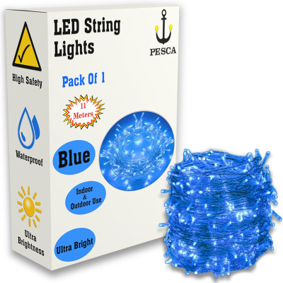 PESCA 40 LEDs 11 m Blue Steady String Rice Lights(Pack of 1)