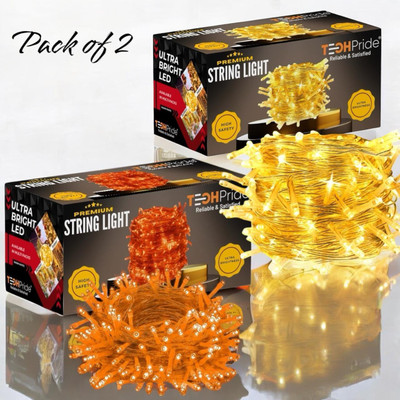 TechPride 40 LEDs 11 m Orange, Yellow Steady String Rice Lights(Pack of 2)