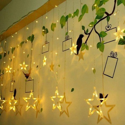 blue seed 138 LEDs 3.5 m Yellow Flickering, Steady Star Rice Lights(Pack of 1)