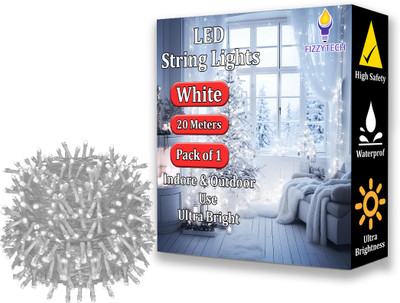 FIZZYTECH 60 LEDs 20 m White Steady String Rice Lights(Pack of 1)