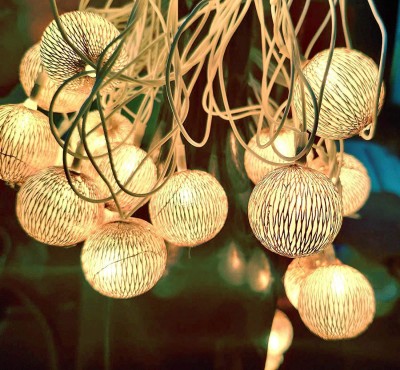 moon down 14 LEDs 7.5 m Gold Steady Ball Rice Lights(Pack of 1)