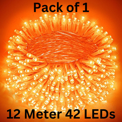 Trendx 42 LEDs 12 m Orange Steady String Rice Lights(Pack of 1)