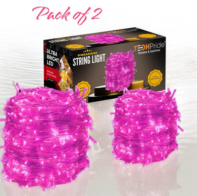 TechPride 40 LEDs 11 m Pink Steady String Rice Lights(Pack of 2)