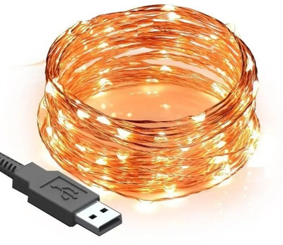 SPARKLY 50 LEDs 10 m Yellow Steady String Rice Lights(Pack of 1)