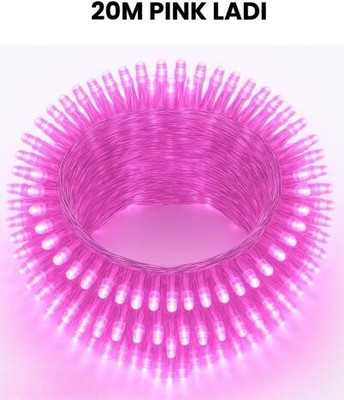 spark world 58 LEDs 15.5 m Pink Steady Bulb Rice Lights(Pack of 1)